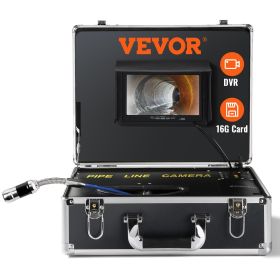 VEVOR Sewer Camera, 131 ft/40 m, 7" Screen Pipeline Inspection Camera with DVR Function, Waterproof IP68 Camera, 12pcs Adjustable LED, with a 16 GB SD